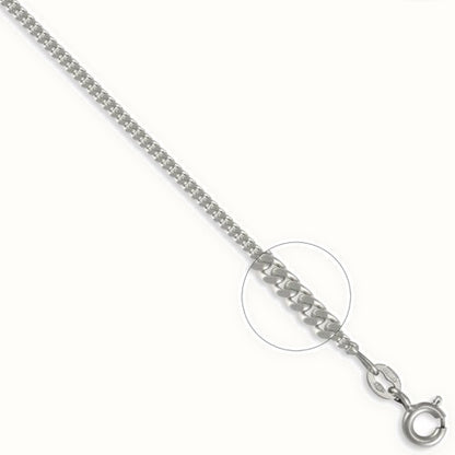 9ct White Gold Diamond Cut Curb Gauge Pendant Chain