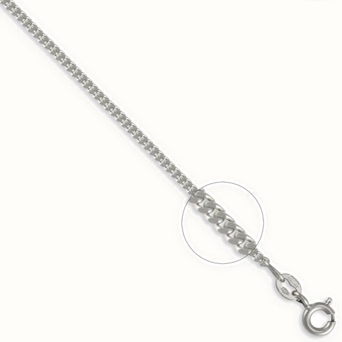 9ct White Gold Diamond Cut Curb Gauge Pendant Chain