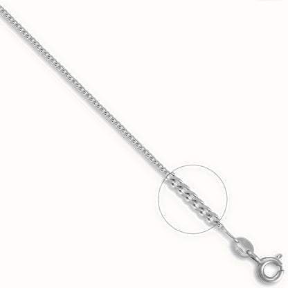9ct White Gold Diamond Cut Curb Gauge Pendant Chain