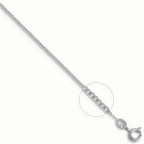 9ct White Gold Diamond Cut Curb Gauge Pendant Chain
