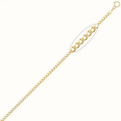 9ct Yellow Gold Flat Curb Gauge Pendant Chain