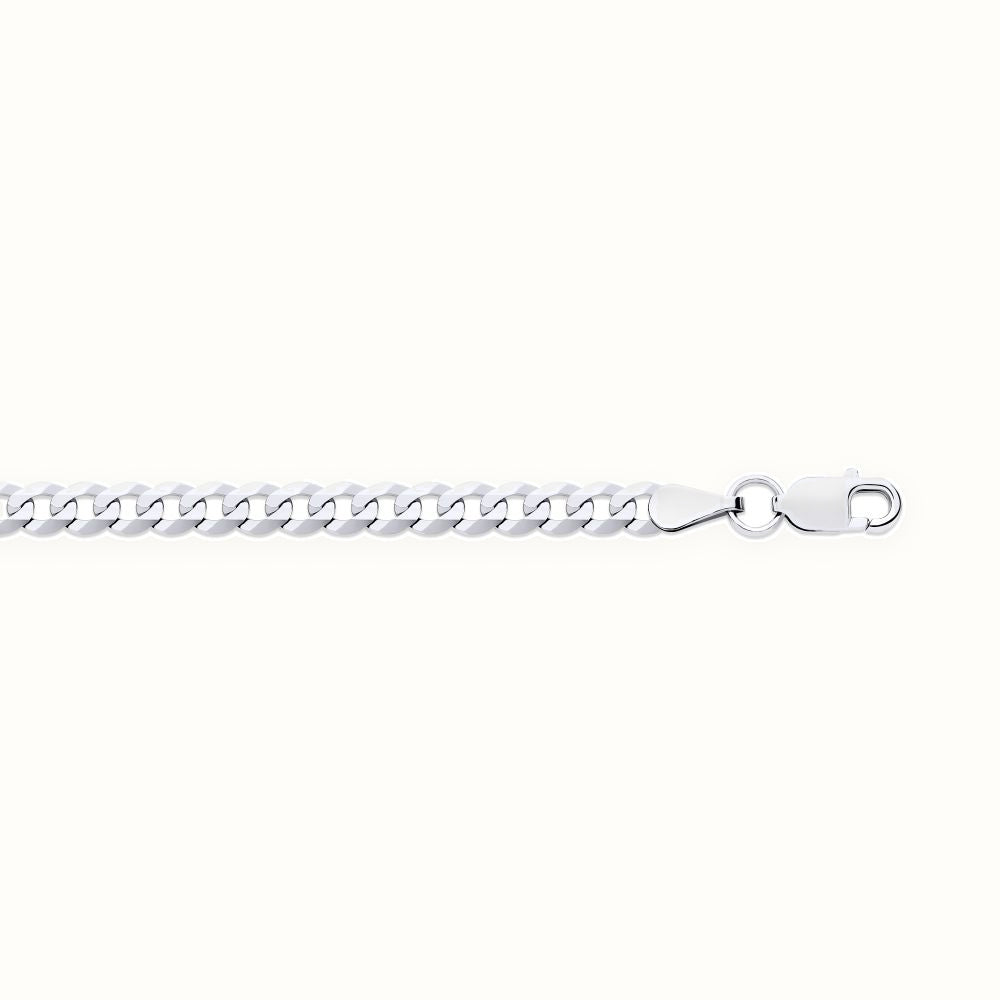 9ct White Gold Flat Faceted Curb