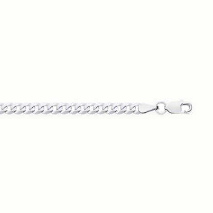 9ct White Gold Flat Faceted Curb