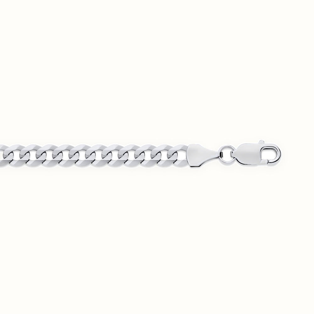9ct White Gold Flat Faceted Curb