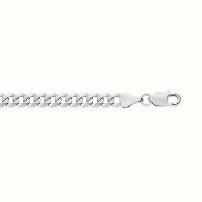 9ct White Gold Flat Faceted Curb