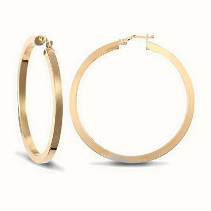 9ct Yellow Plain Square Tube Hoop Earrings