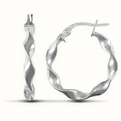 9ct white gold polished c candy twist creole Hoop Earrings