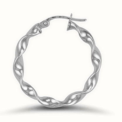 9ct white gold polished c candy twist creole Hoop Earrings