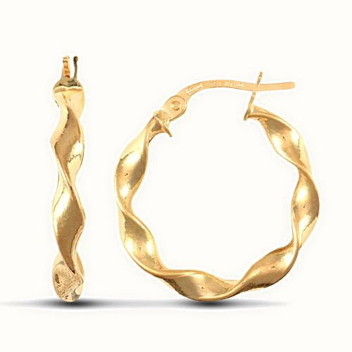 9ct yellow gold super light polished c candy twist creole Hoop Earrings