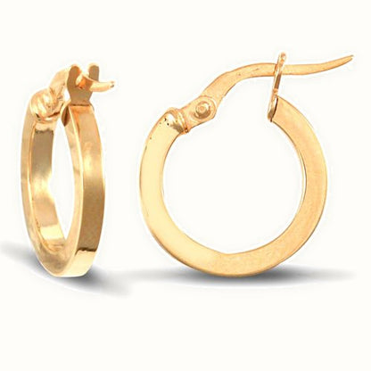 9ct yellow gold square tube creole Hoop Earrings