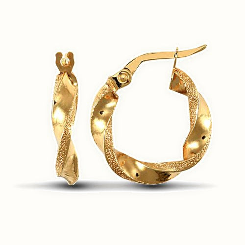 9ct yellow gold polished frost creole Hoop Earrings