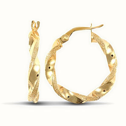 9ct yellow gold polished frost creole Hoop Earrings