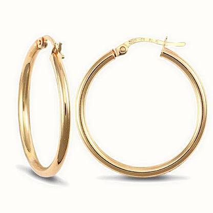 9ct yellow gold ultra light plain creole Hoop Earrings