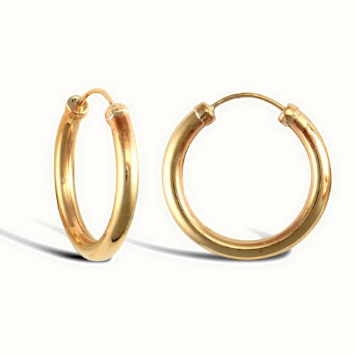 9ct yellow gold plain polished Hoop Earrings