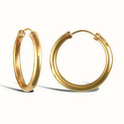 9ct yellow gold plain polished Hoop Earrings