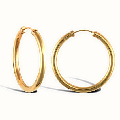 9ct yellow gold plain polished Hoop Earrings