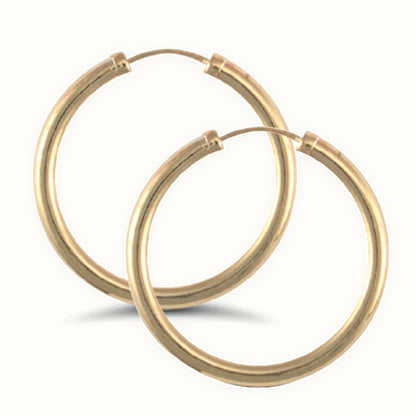9ct yellow gold plain polished Hoop Earrings