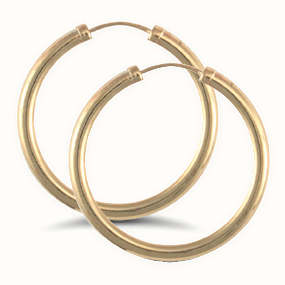 9ct yellow gold plain polished Hoop Earrings