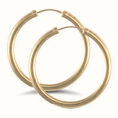 9ct yellow gold plain polished Hoop Earrings