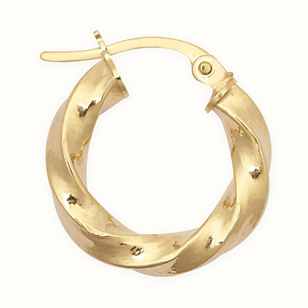 9ct Yellow Polished Slight Twist Hoop Earrings