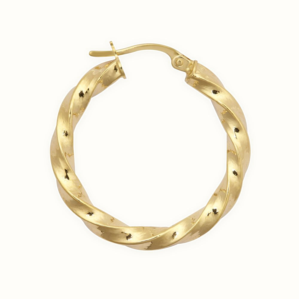 9ct Yellow Polished Slight Twist Hoop Earrings