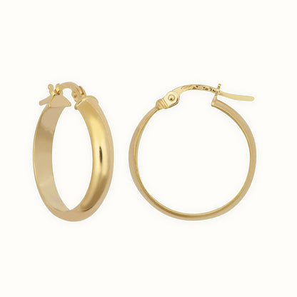 9ct Yellow 3mm Wedding Band Style Hoop Earrings