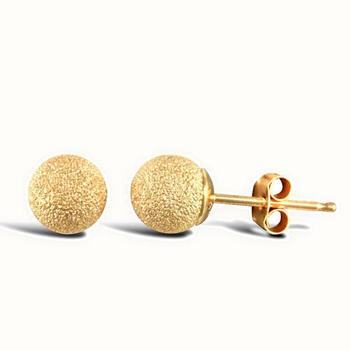 9ct yellow gold frosted ball stud earrings