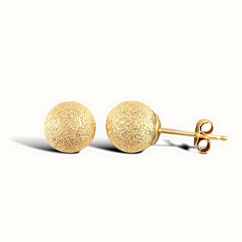 9ct yellow gold frosted ball stud earrings