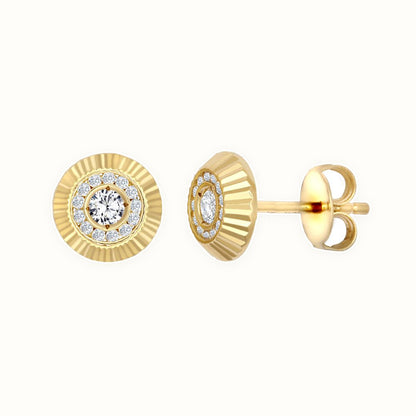 9ct Yellow Gold CZ Bezel Stud Earrings