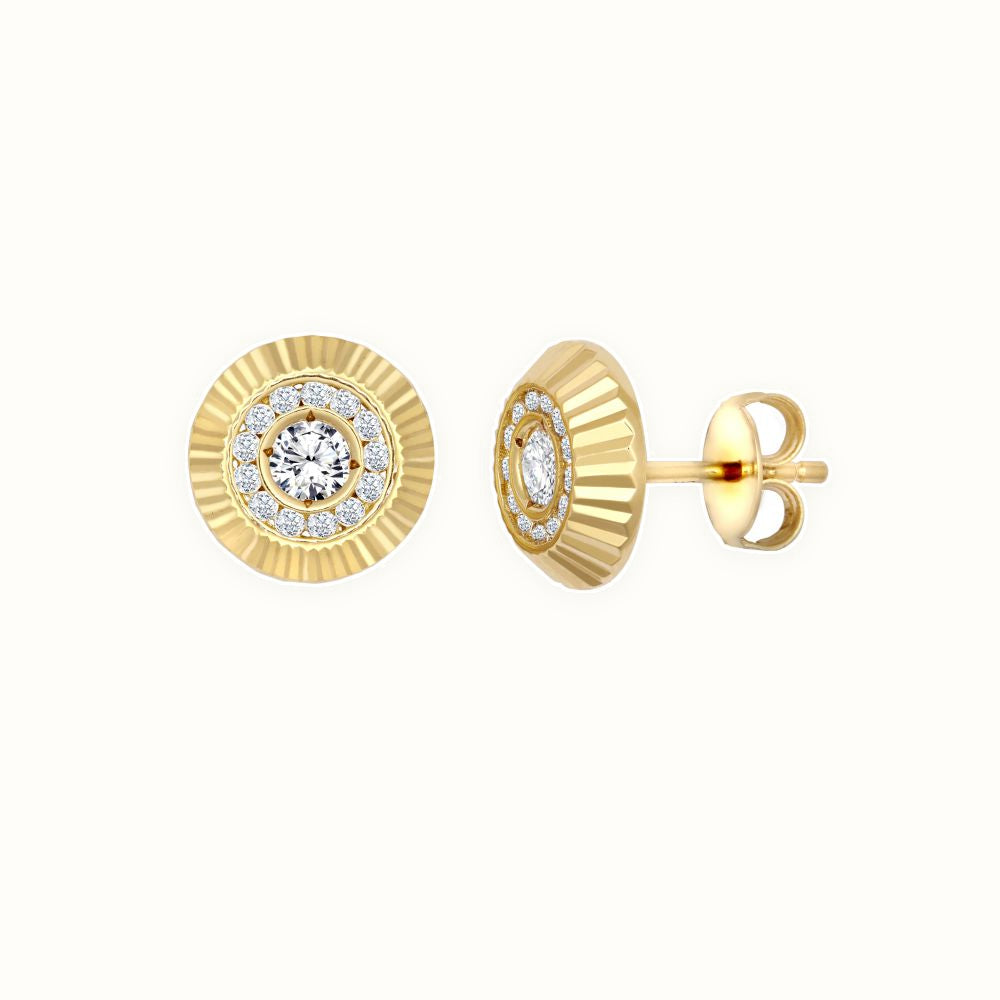 9ct Yellow Gold CZ Bezel Stud Earrings