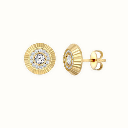 9ct Yellow Gold CZ Bezel Stud Earrings
