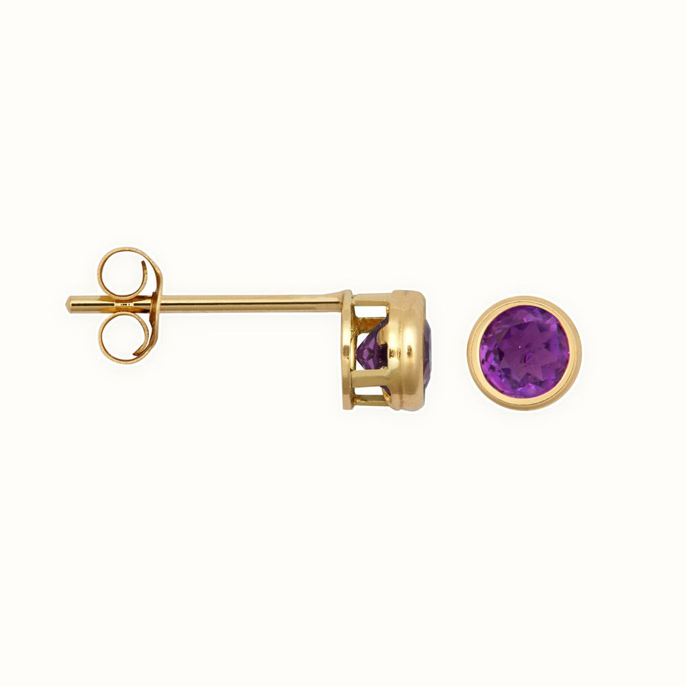 9ct Yellow Rub-over Set Stud Earrings