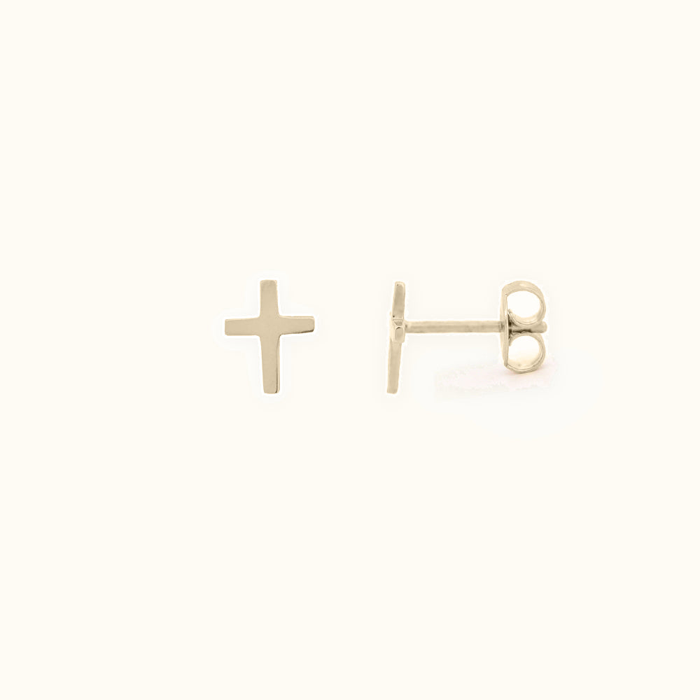 9ct Yellow Gold Cross Studs Earrings