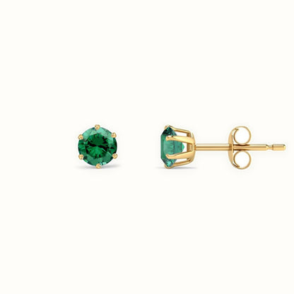 9ct Yellow Gold Claw-set Green CZ Studs