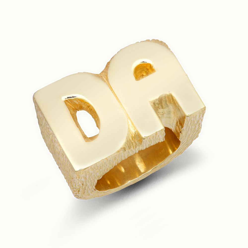 9ct Yellow Gold Initial Blank Ring