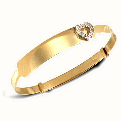 9ct Yellow Gold Childs Cubic Zirconia Expandable Bangle