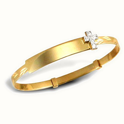 9ct Yellow Gold Childs Cubic Zirconia Expandable Bangle