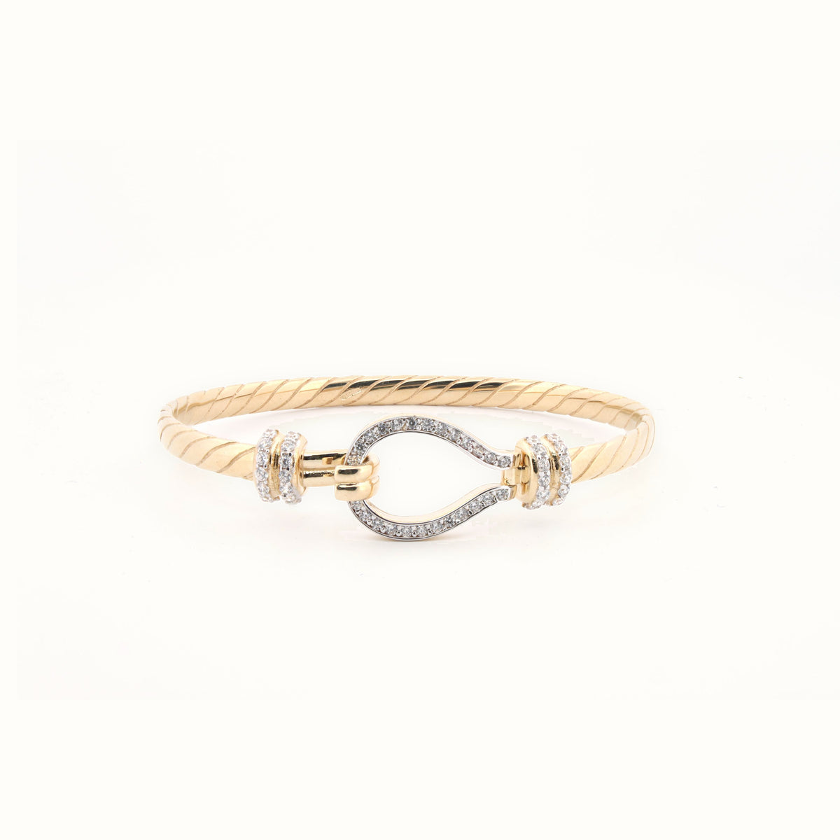 9ct Yellow CZ set child hook Bangle
