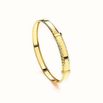 9ct Yellow Gold Childs Diamond Cut Expandable Bangle