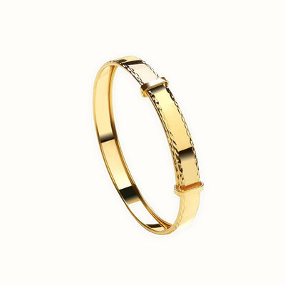 9ct Yellow Gold Childs Diamond Cut Expandable Bangle