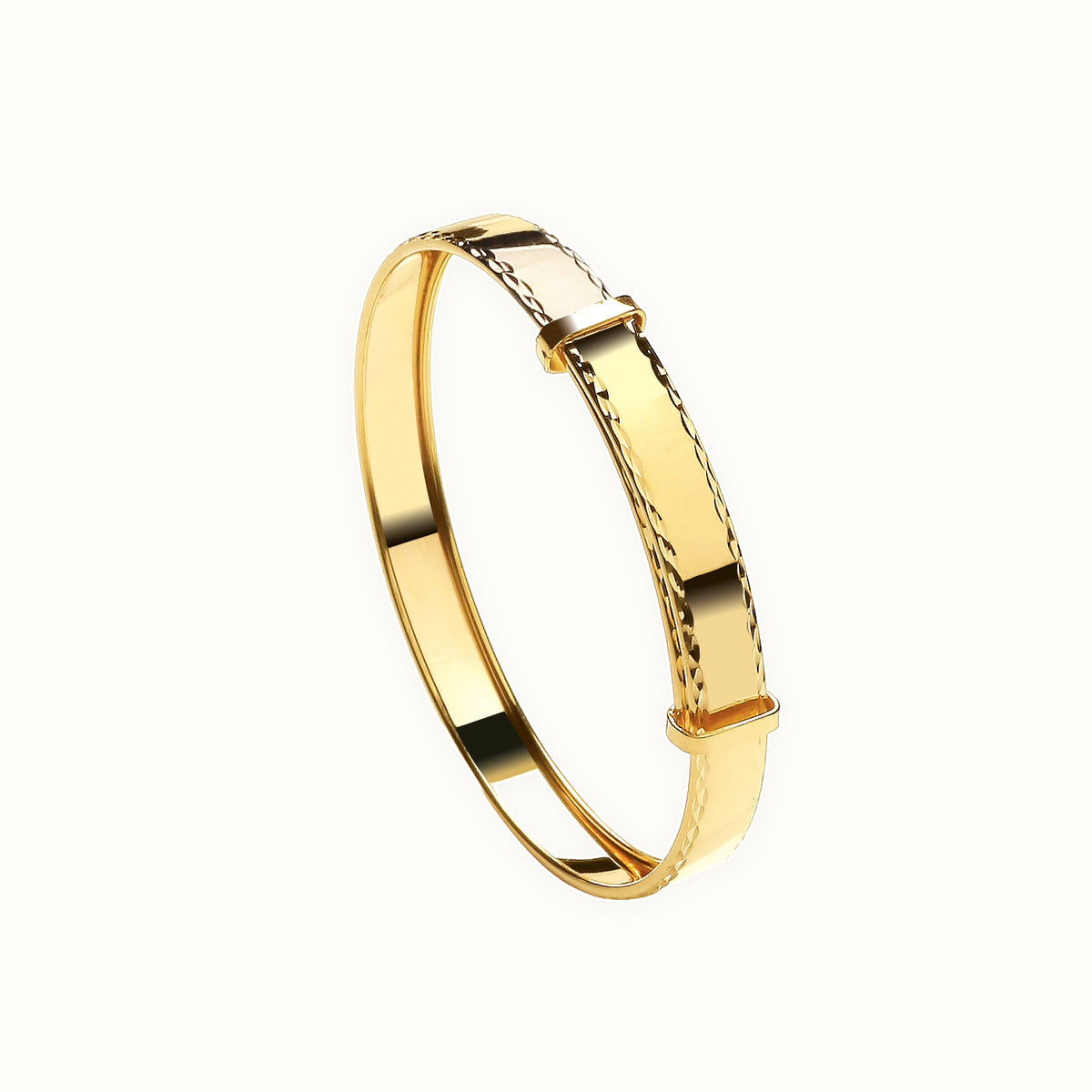 9ct Yellow Gold Maiden's 5mm Diamond Cut Expandable Bangle