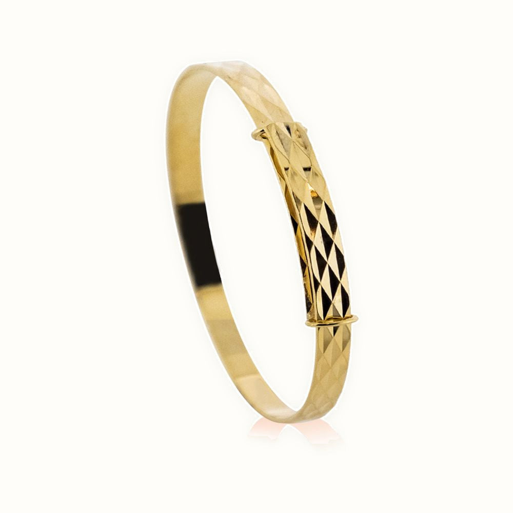 9ct Yellow Gold Childs Mosaic Expandable Bangle