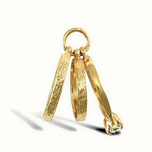 9ct Yellow Gold 3-Rings Pendant