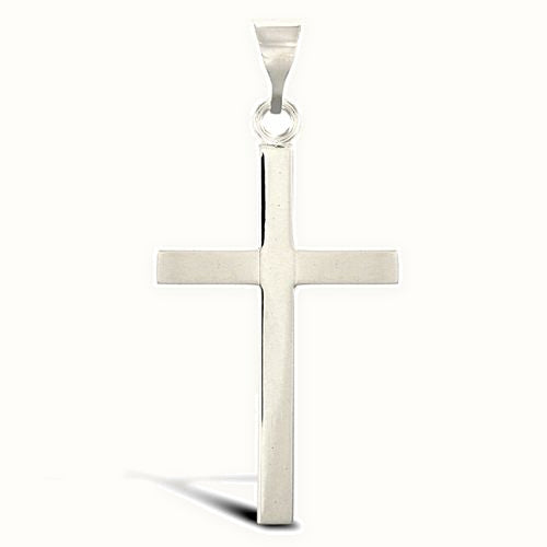 9ct White Gold Solid Cross