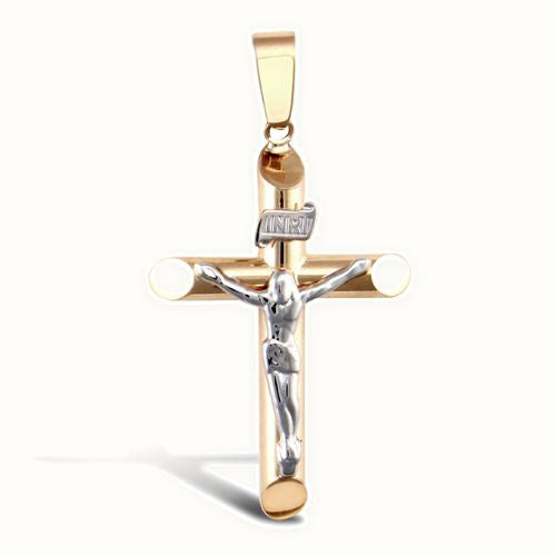 9ct Yellow And White Gold Crucifix Pendant