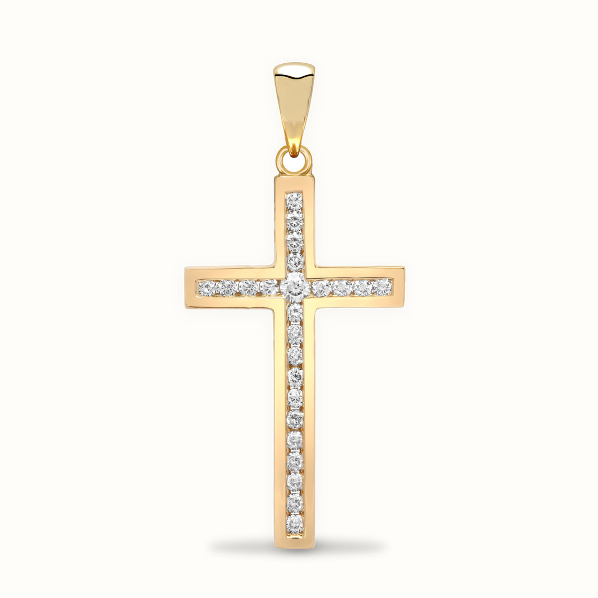 9ct Gold Channel Set CZ Cross