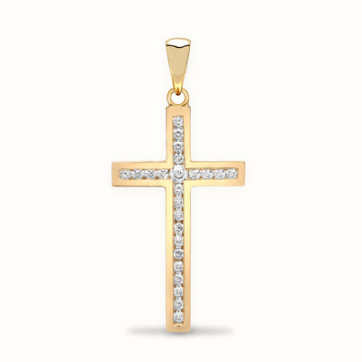 9ct Gold Channel Set CZ Cross