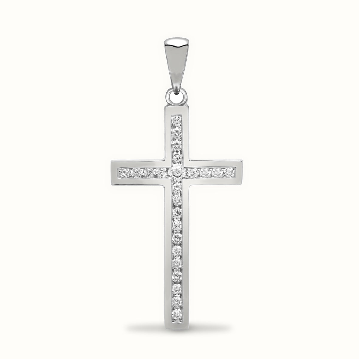 9ct Gold Channel Set CZ Cross