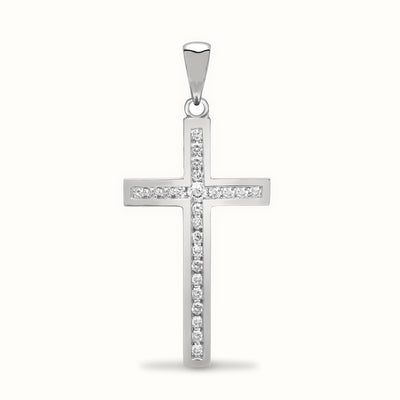 9ct Gold Channel Set CZ Cross