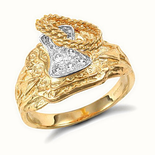 9ct Yellow Gold Cubic Zirconia Saddle Ring